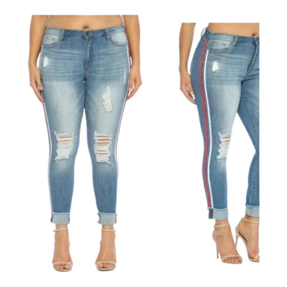 Cello Jeans High Rise Skinny‎ Racing Stripe, Size 9